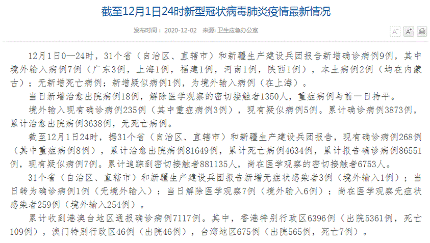 今日疫情31个省份新增情况/今日疫情通报新增病例全国
